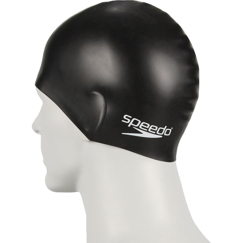 BLACK SLEEK & SNUG FITTING SWIMMING CAP
