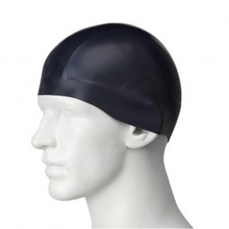 BLACK SLEEK & SNUG FITTING SWIMMING CAP